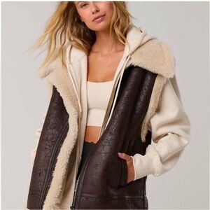 Brown Suede and Cream Shearling Vest